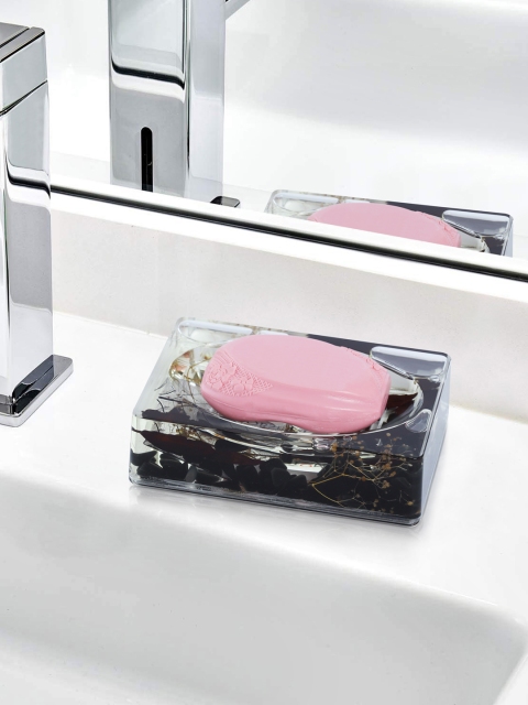 

OBSESSIONS Transparent & Black Floral Soap Dish