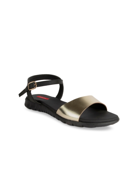 

SOLES Women Gold-Toned Solid Open Toe Flats