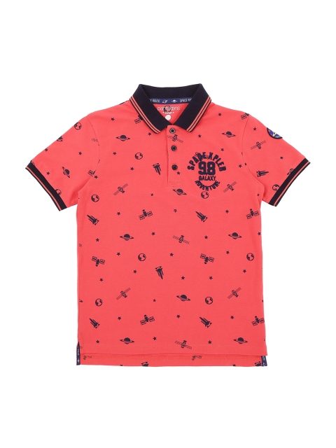 

Pantaloons Junior Boys Coral Printed Polo Collar Pure Cotton T-shirt