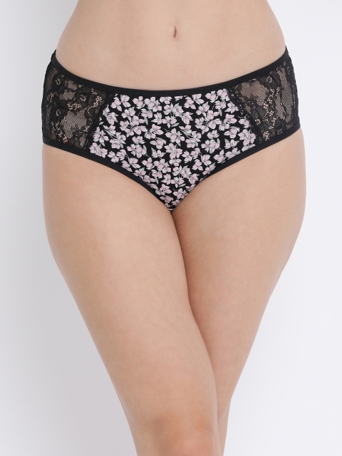 

Clovia Women Black Floral Printed Hipster Briefs PN2952P13XL