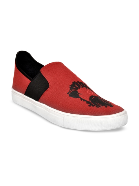 

Allen Cooper Men Red Printed Slip-On Sneakers