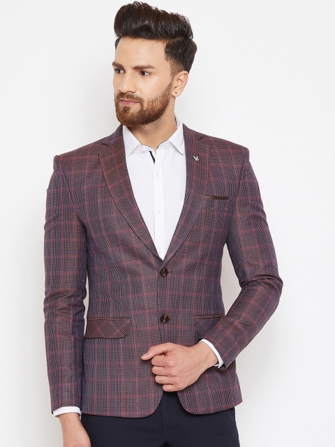 

Canary London Men Mauve Checked Slim Fit Blazer