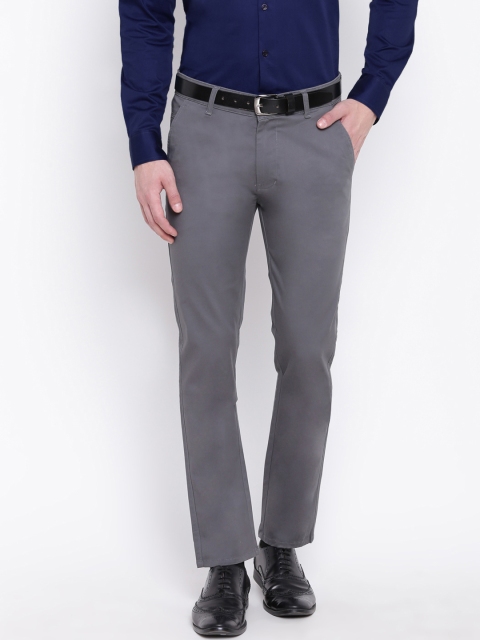 

Hancock Men Grey Slim Fit Solid Formal Trousers