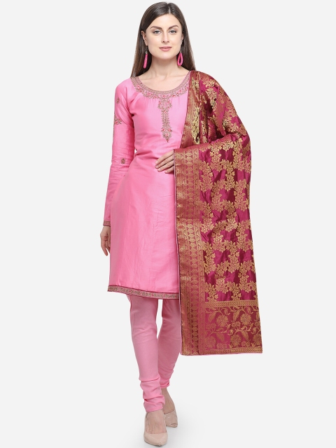 

mf Pink & Magenta Pure Cotton Unstitched Dress Material