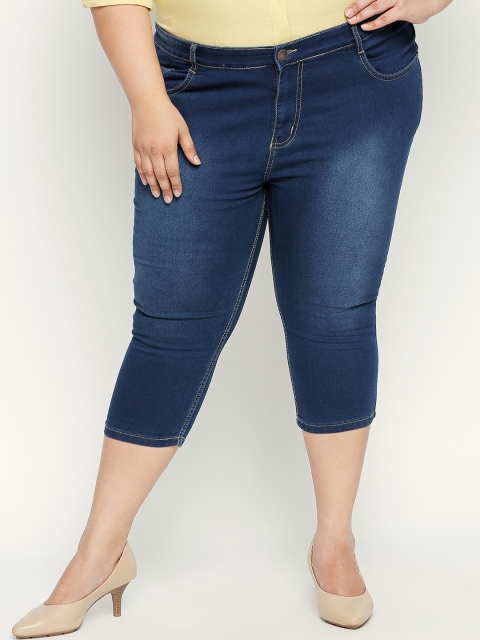 

ZUSH Plus Size Women Blue Solid Regular Fit Capris