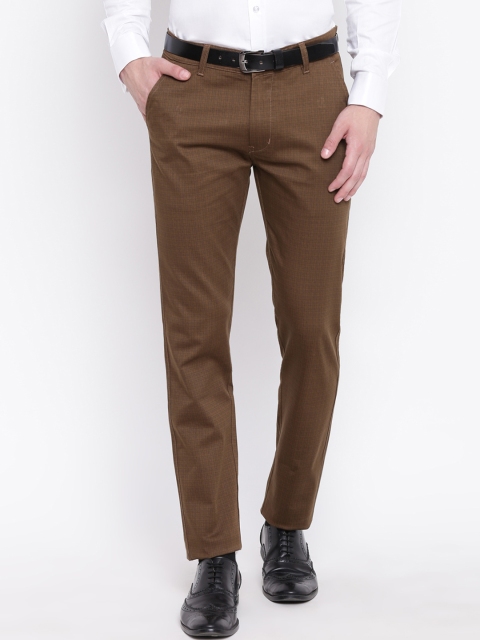 

Hancock Men Brown Slim Fit Checked Formal Trousers