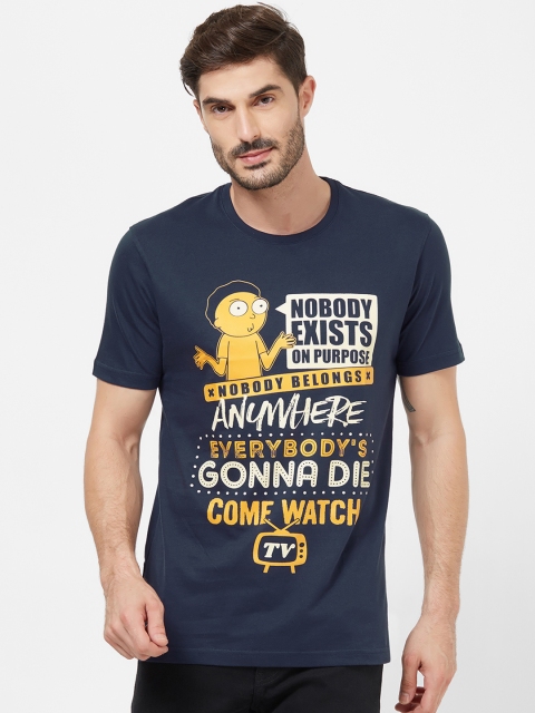 

Redwolf Men Navy Blue Printed Round Neck T-shirt