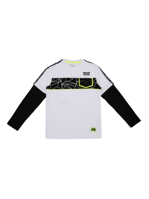 

Pantaloons Junior Boys White Solid Round Neck Pure Cotton T-shirt