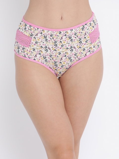 

Clovia Women White & Pink Floral Printed Hipster Briefs PN3238P18XL