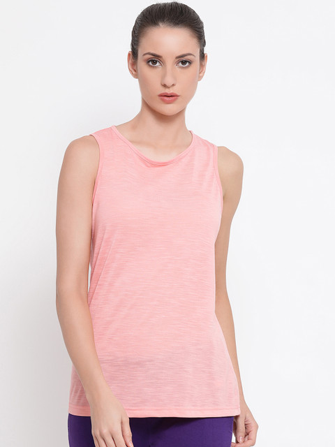 

Clovia Women Pink Solid Slim Fit Crossback Tank Pure Cotton Top