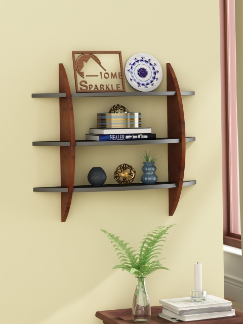 

Home Sparkle Black & Brown Black Mozaic Wall Shelf