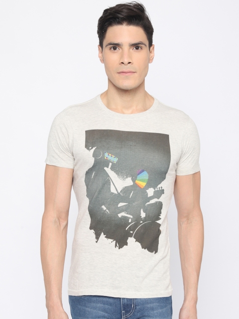 

Newport Men Off-White Printed Round Neck T-shirt