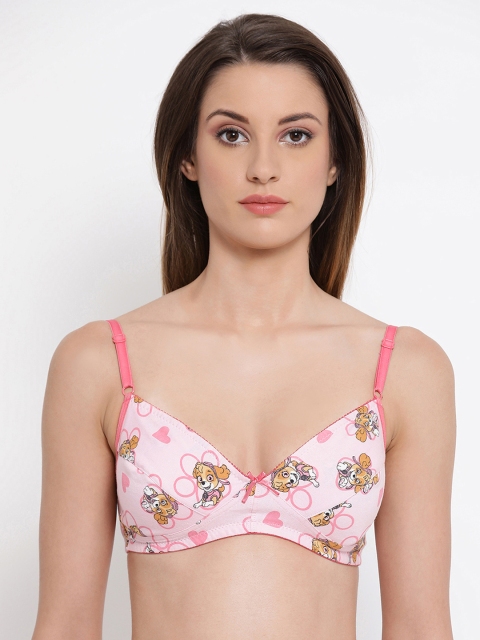 

Clovia Cotton Non-Padded Non-Wired Printed Bra, Pink