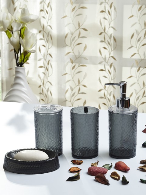

OBSESSIONS Set of 4 Black Printed Ceramic Bath Accessories