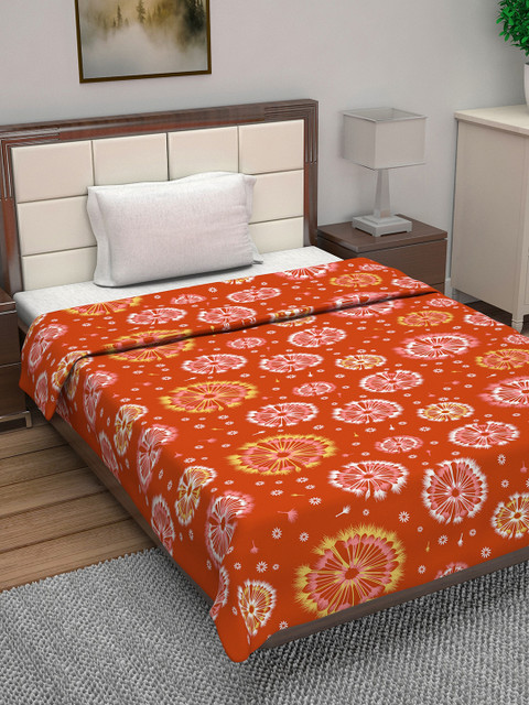 

Divine Casa Red & White Floral AC Room 110 GSM Single Bed Dohar