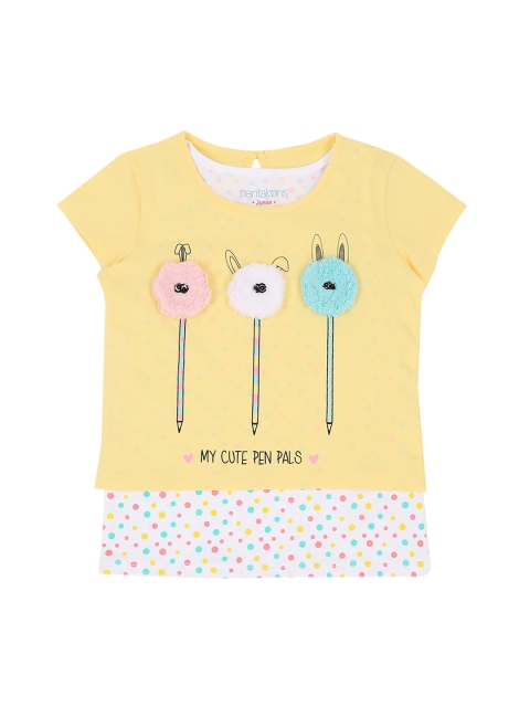 

Pantaloons Junior Girls Yellow Printed Round Neck T-shirt