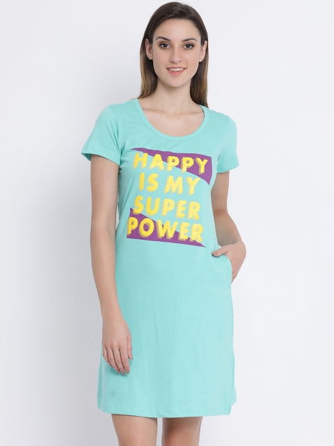 

Clovia Blue Printed Nightdress NS1209P03XL