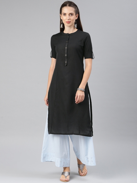 

Alena Women Black Solid Straight Kurta