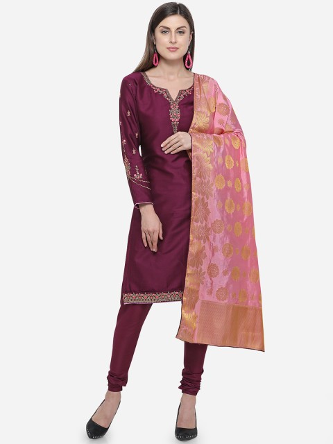 

mf Women Magenta & Pink Pure Cotton Unstitched Dress Material