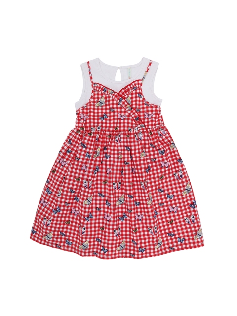 

Pantaloons Junior Girls Red Checked Pinafore Dress