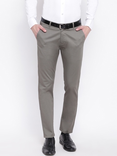 

Hancock Men Grey Slim Fit Solid Formal Trousers