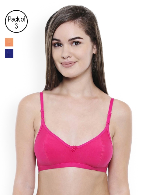 

Bodycare Pack of 3 Assorted Non-Wired Non Padded Everyday Bras, Pink