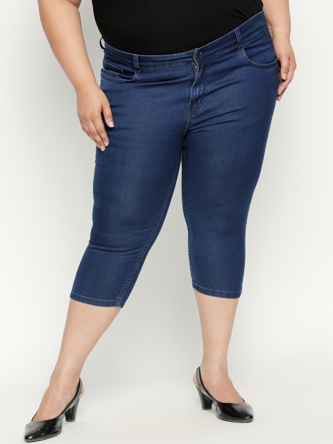 

ZUSH Plus Size Women Blue Solid Regular Fit Capris