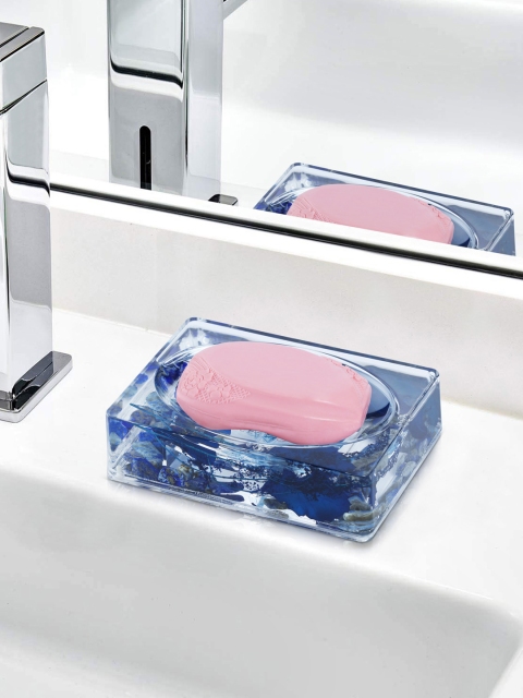 

OBSESSIONS White Plastic Soap Dish, Blue