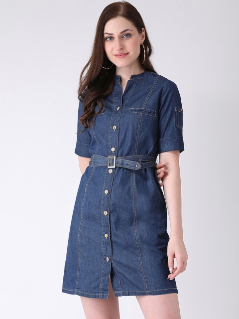 

Latin Quarters Women Blue Shirt Dress