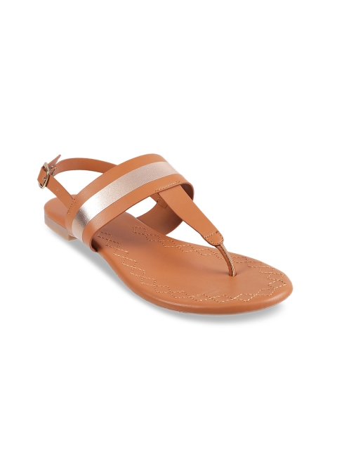 

Mochi Women Tan Brown Colourblocked Open Toe Flats