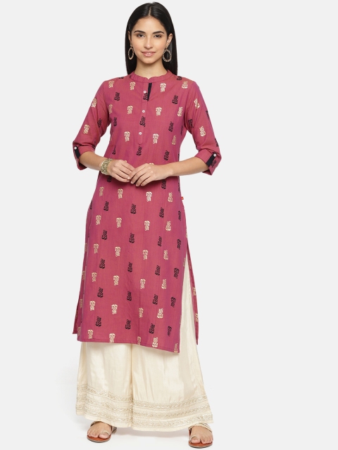 

Alena Women Pink Printed Straight Kurta
