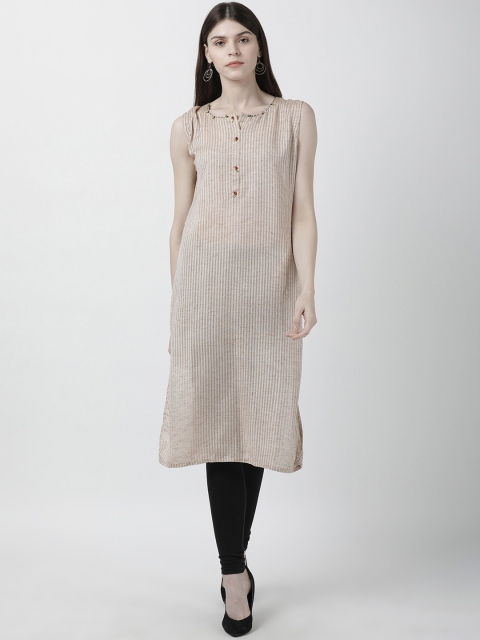 

Soch Women Beige Striped Straight Kurta