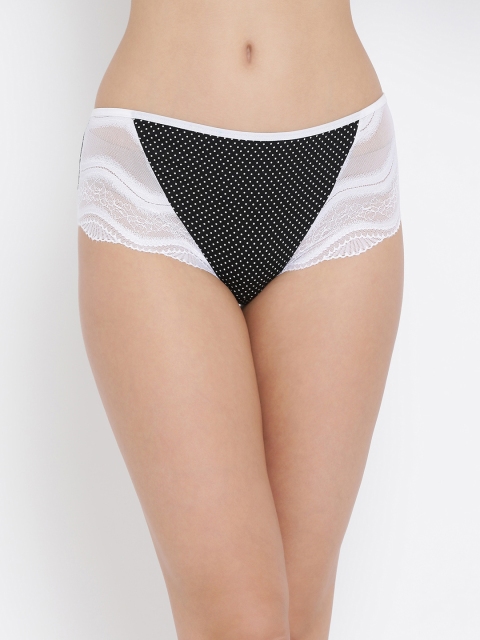 

Clovia Women Black & White Printed Mid Rise Lace Hipster Briefs PN3239P13XL