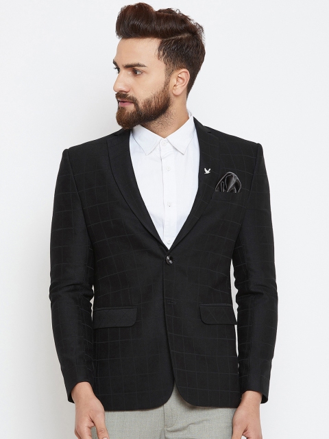 

Canary London Black Checked Slim Fit Single-Breasted Blazer