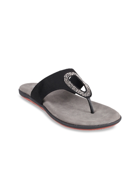 

Mochi Women Black Solid Open Toe Flats