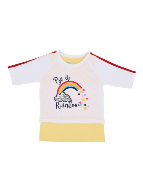 

Pantaloons Junior Girls White Printed Round Neck Pure Cotton T-shirt