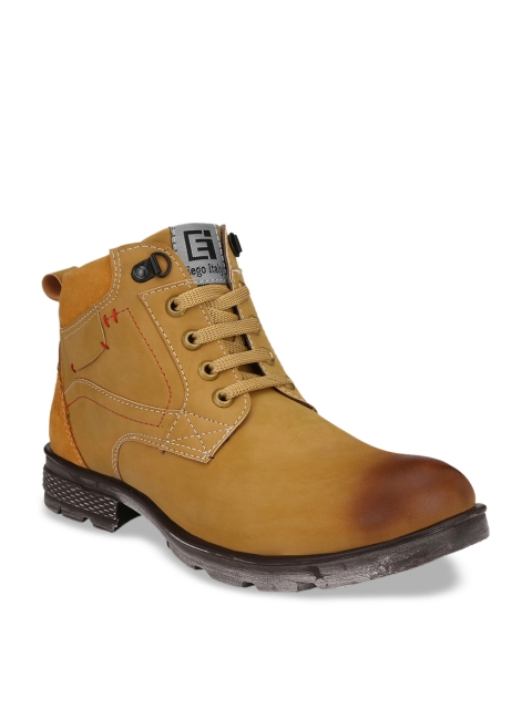 

Eego Italy Men Tan Brown Solid High-Top Flat Boots