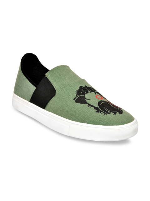 

Allen Cooper Men Green Printed Slip-On Sneakers