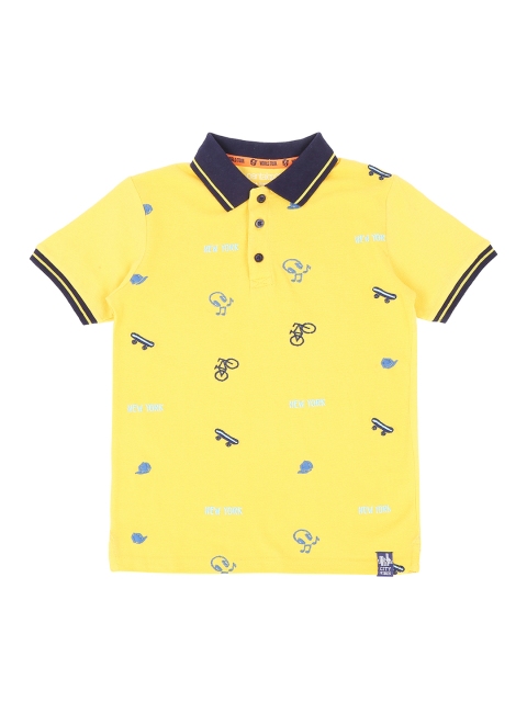 

Pantaloons Junior Boys Yellow Printed Polo Collar T-shirt