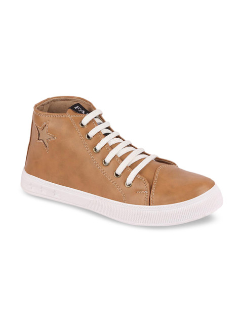 

FAUSTO Women Beige Solid Mid-Top Sneakers