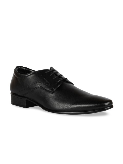 

Franco Leone Men Black Solid Leather Formal Derbys