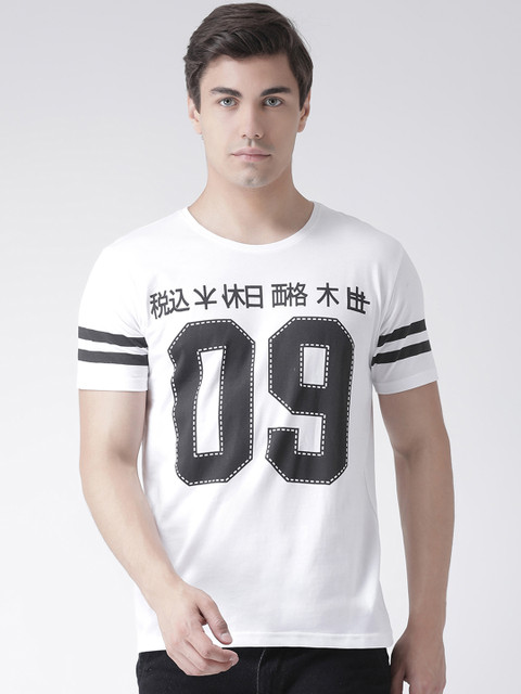 

Club York Men White Printed Round Neck T-shirt