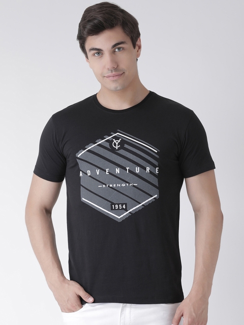 

Club York Men Black Printed Round Neck T-shirt