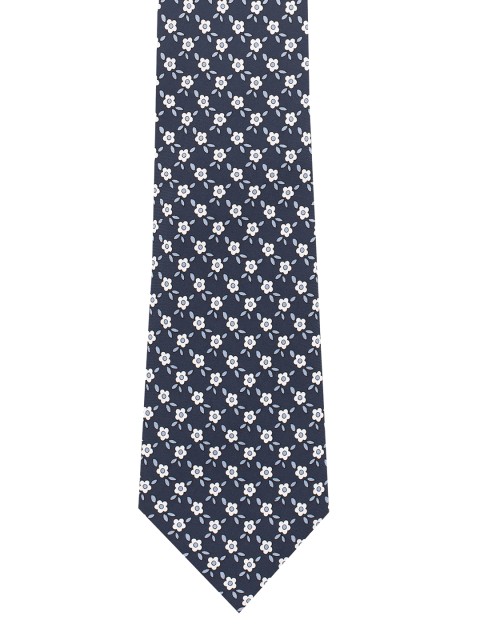 

The Tie Hub Blue & White Printed Broad Tie