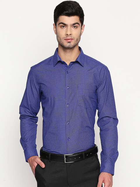 

RICHARD PARKER by Pantaloons Men Blue Slim Fit Checked Formal Shirt