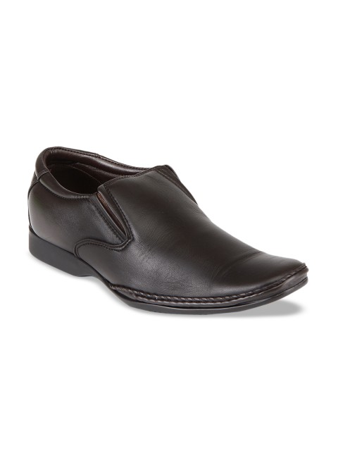 

Franco Leone Men Brown Solid Leather Formal Slip-Ons