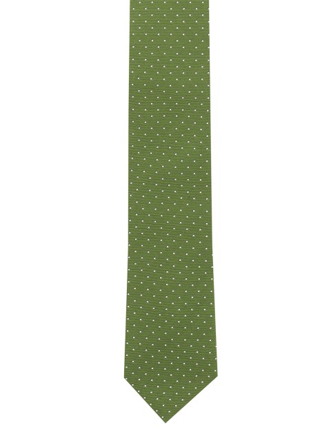 

The Tie Hub Green & White Woven Design Broad Silk Tie