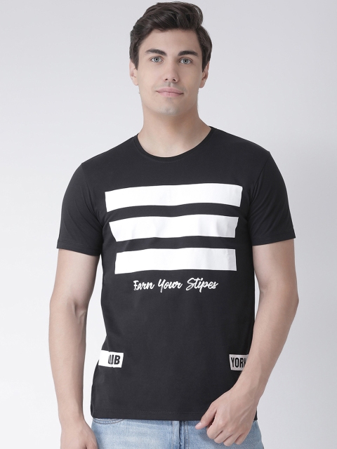 

Club York Men Black Striped Round Neck T-shirt