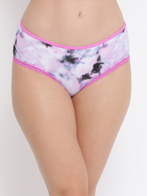 

Clovia Women White & Purple Printed Mid Rise Hipster Brief PN3248A15XL