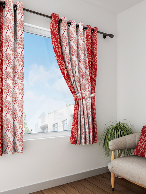 

Cortina Maroon Printed Single Window Curtain